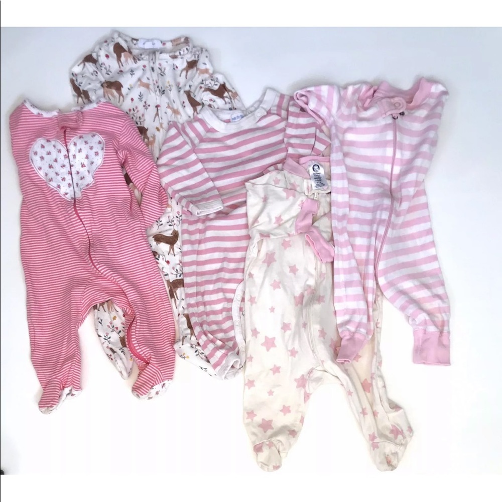 Baby Girl Sleeper Jammies One Piece Bundle Lot
